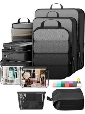 Compression Packing Cubes Travel Organizer Set Luggage Storage 11 Piece
